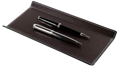 Federschale CAMBRIDGE Top Grain Rindspaltleder mit heller Kontrastnaht dunkelbraun